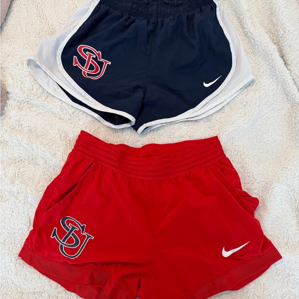 Nike Women's Athletic Shorts - Navy and Red Shippensburg University